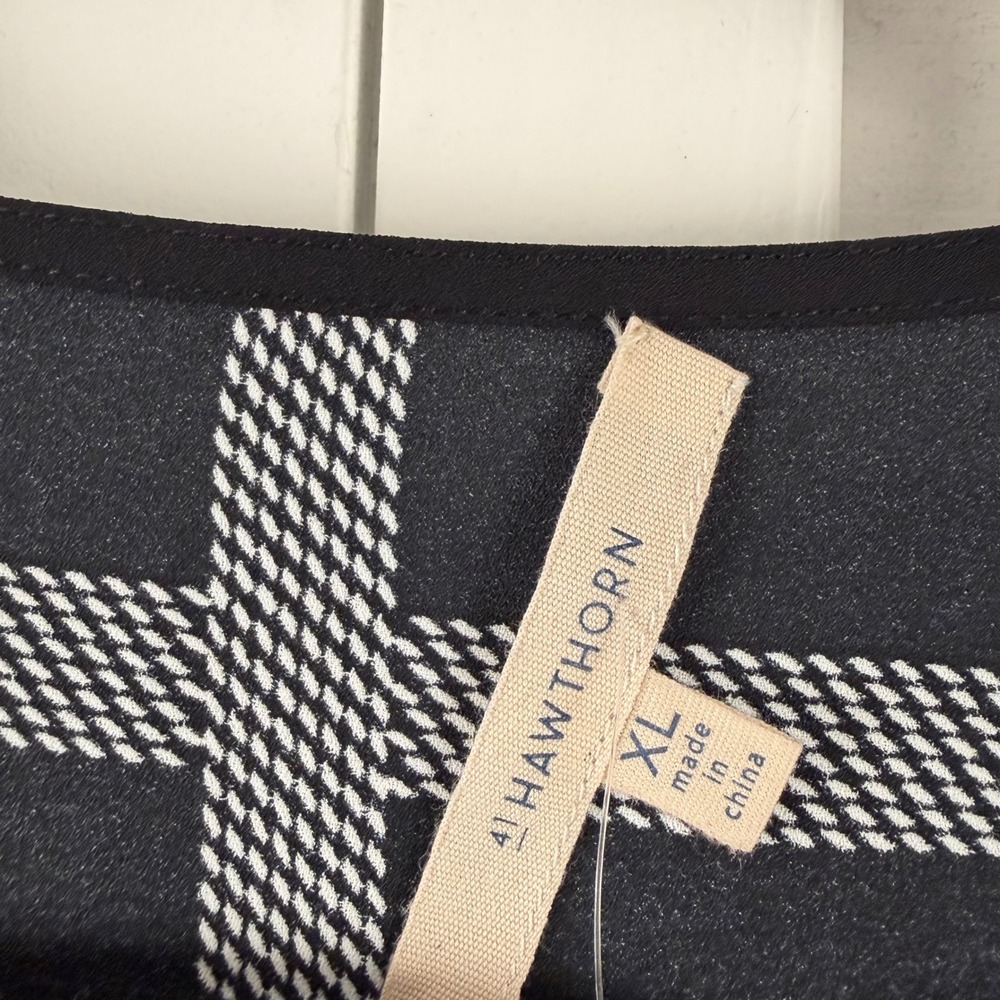 41 Hawthorn Bixby Scoop Neck Blouse Women XL Black Windowpane Plaid NEW - Picture 3 of 15